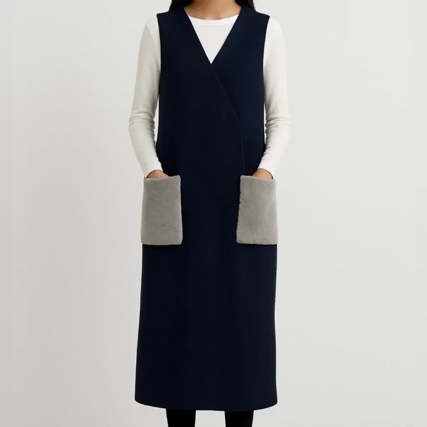 [BUNJANG] NAIN Wool Fur Long Dress S / NAIN 나인 모직 퍼 롱원피스 S