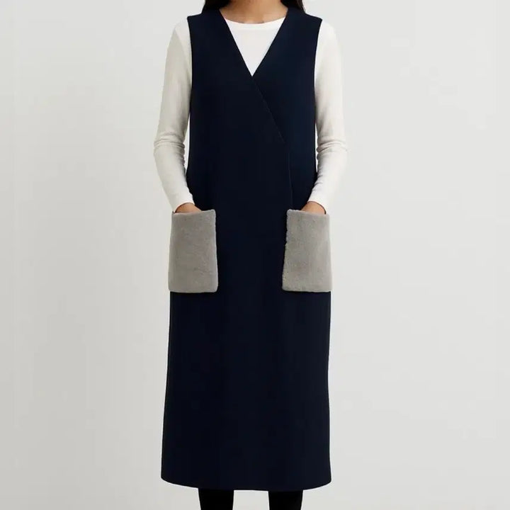 [BUNJANG] NAIN Wool Fur Long Dress S / NAIN 나인 모직 퍼 롱원피스 S