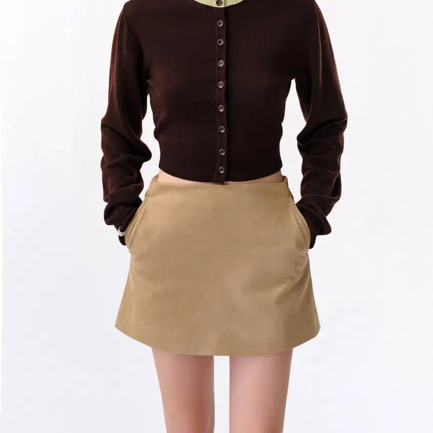 [BUNJANG] Avie Muah Suede Buckle Mini Skirt / 아비에무아 스웨이드 버클 미니스커트