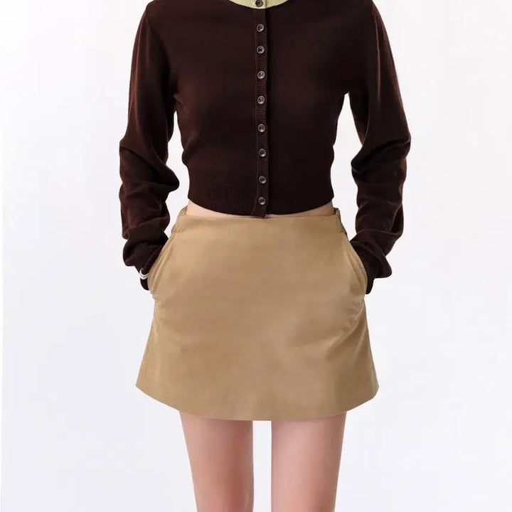 [BUNJANG] Avie Muah Suede Buckle Mini Skirt / 아비에무아 스웨이드 버클 미니스커트