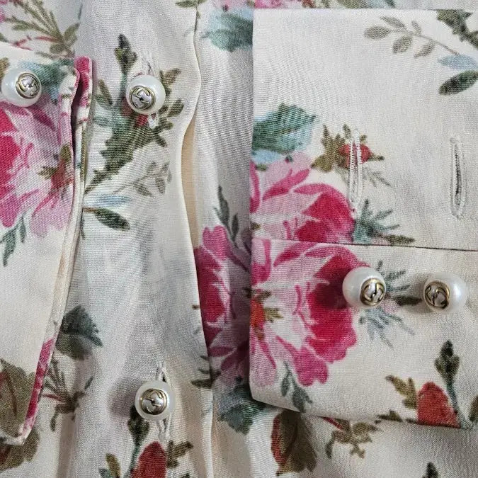 [BUNJANG] Gucci Floral Silk Push Bow Blouse (38) / 정품/상태최상] 구찌 플로럴 실크 푸시보우 블라우스 (38)