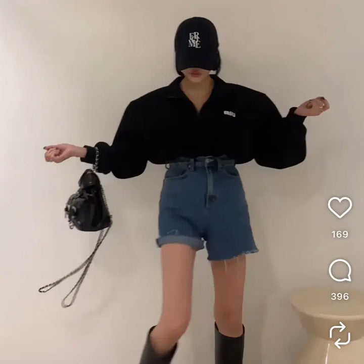 [BUNJANG] Miu Black Sweatshirt / 미우맨투맨