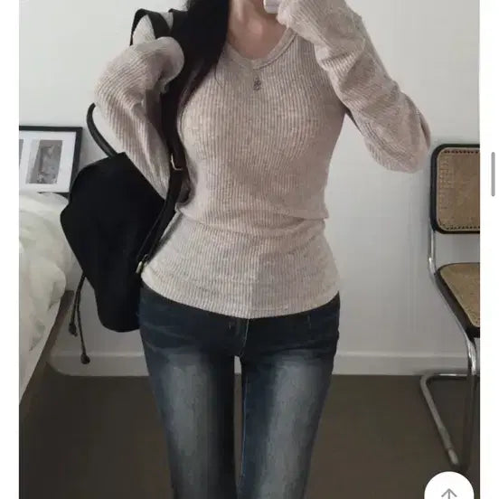 [BUNJANG] Nii:s Wool V-Neck Knit Oatmeal / [새상품,더이상 가격 안내림]니즈 울 브이넥 니트 오트밀 색상