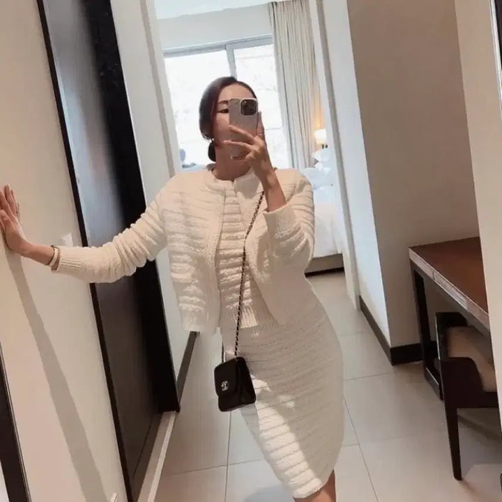 [BUNJANG] Find H White Knit Skirt / 파인드에이치 find h 화이트 니트스커트