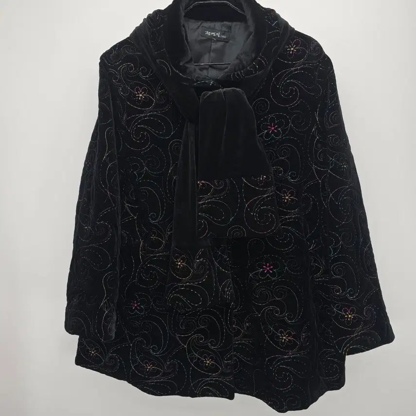 [BUNJANG] Vintage Velvet Embroidered Jacket &amp; Muffler Set / 정영지 벨벳 자수 자켓 + 머플러 세트