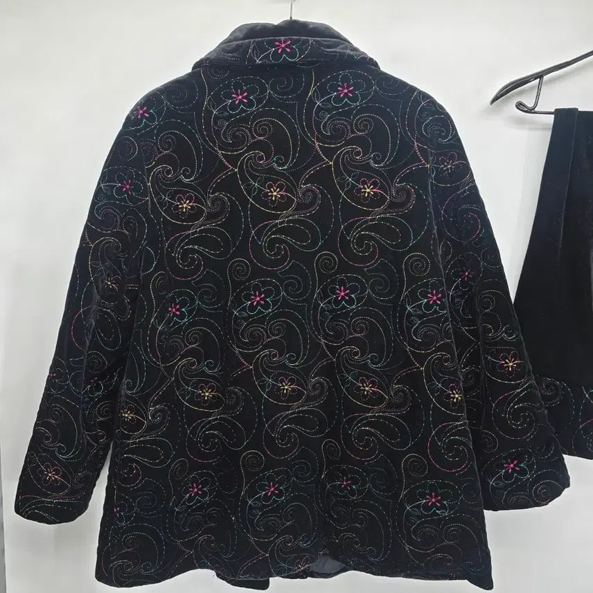 [BUNJANG] Vintage Velvet Embroidered Jacket &amp; Muffler Set / 정영지 벨벳 자수 자켓 + 머플러 세트