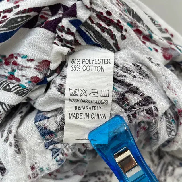 [BUNJANG] White Indie Printed Tiered Blouse / 화이트 인디 프린팅 티어드 블라우스