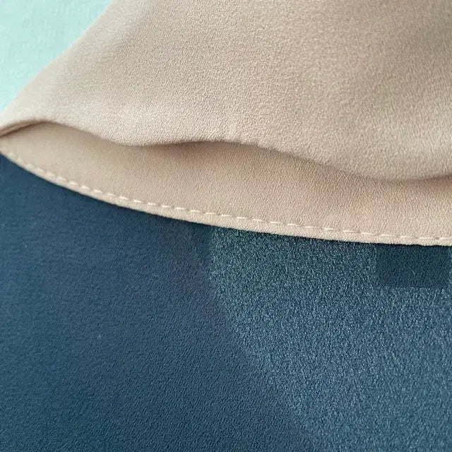 [BUNJANG] Navy Pink Chiffon Blouse / 네이비 핑크 카라 쉬폰 블라우스