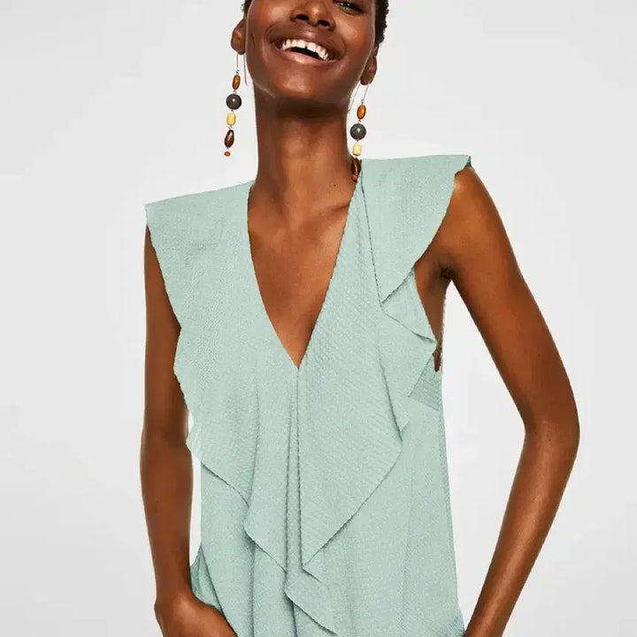 [BUNJANG] MANGO Ruffle Sleeveless Blouse XS / MANGO 망고 러플 민소매 블라우스  사이즈 XS (55까지가능할것 같