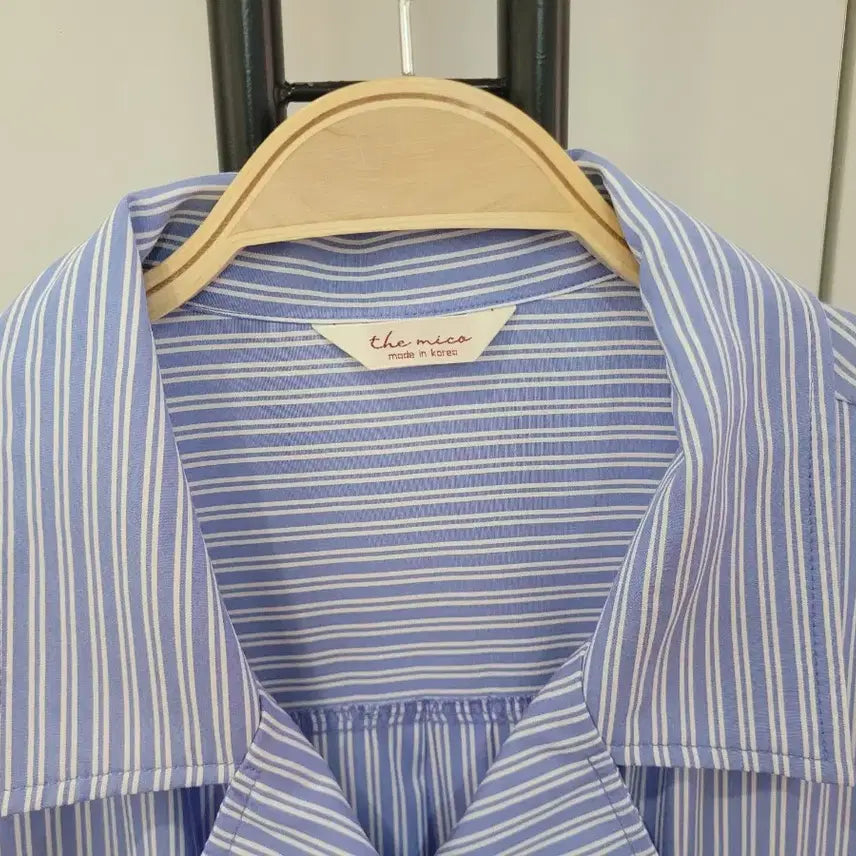 [BUNJANG] Striped Double Button Blouse (Size 55-66) / 스트라이프 더블 버튼 셔츠 블라우스 55~66 프리사이즈