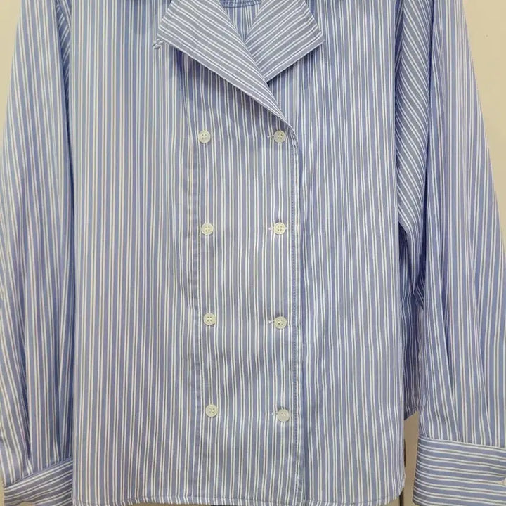 [BUNJANG] Striped Double Button Blouse (Size 55-66) / 스트라이프 더블 버튼 셔츠 블라우스 55~66 프리사이즈