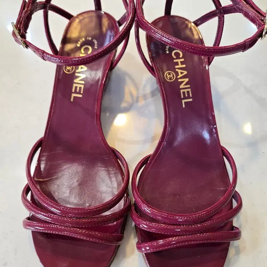 [BUNJANG] Chanel Burgundy Strap Sandals / 샤넬 샌들