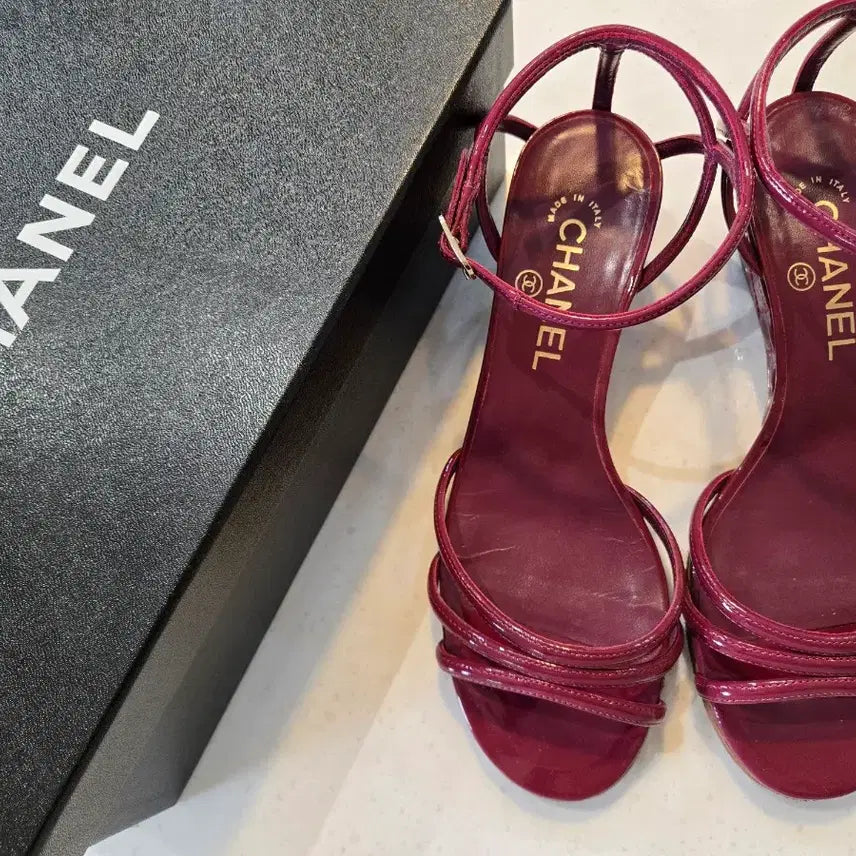[BUNJANG] Chanel Burgundy Strap Sandals / 샤넬 샌들