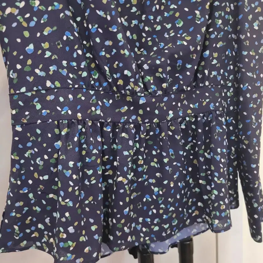 [BUNJANG] Keith Flower Pattern Peplum Chiffon Blouse / 키이스 플라워 패턴 페플럼 쉬폰 블라우스 55사이즈