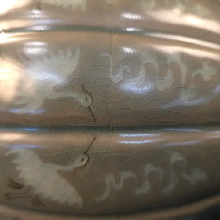 [BUNJANG] Celadon Porcelain Wine Bottle / 260417-4 상감청자 운학문 과릉형 주병