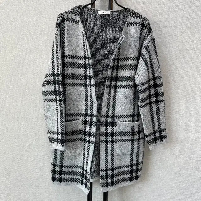 [BUNJANG] SUGI Gray Check Open Cardigan / SUGI 스기 그레이 체크 무늬 오픈형 가디건