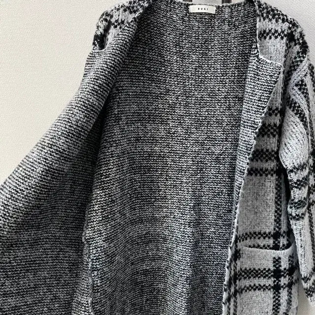 [BUNJANG] SUGI Gray Check Open Cardigan / SUGI 스기 그레이 체크 무늬 오픈형 가디건