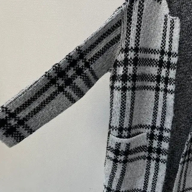 [BUNJANG] SUGI Gray Check Open Cardigan / SUGI 스기 그레이 체크 무늬 오픈형 가디건