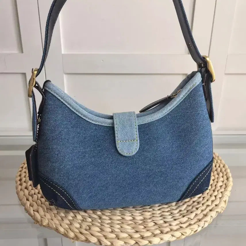 [BUNJANG] Coach Half Moon Denim Shoulder Bag / 코치 신상 여성 하프문 숄더백 여름 필수