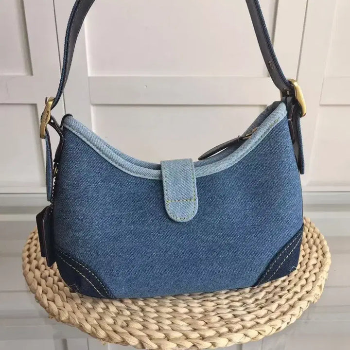 [BUNJANG] Coach Half Moon Denim Shoulder Bag / 코치 신상 여성 하프문 숄더백 여름 필수