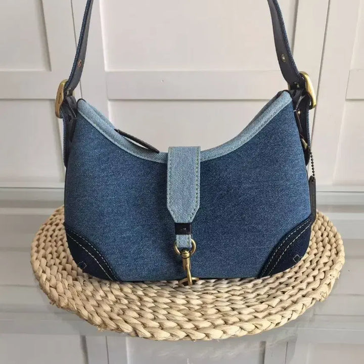 [BUNJANG] Coach Half Moon Denim Shoulder Bag / 코치 신상 여성 하프문 숄더백 여름 필수