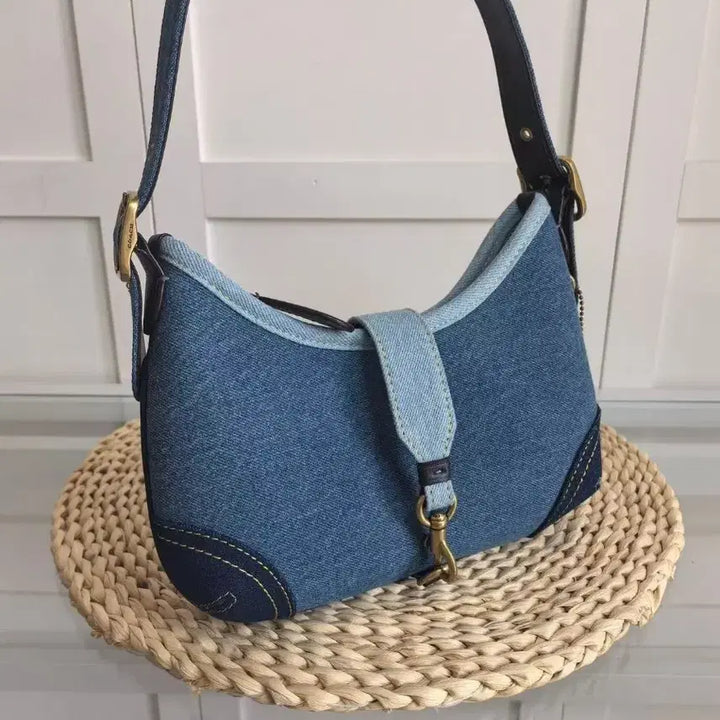 [BUNJANG] Coach Half Moon Denim Shoulder Bag / 코치 신상 여성 하프문 숄더백 여름 필수