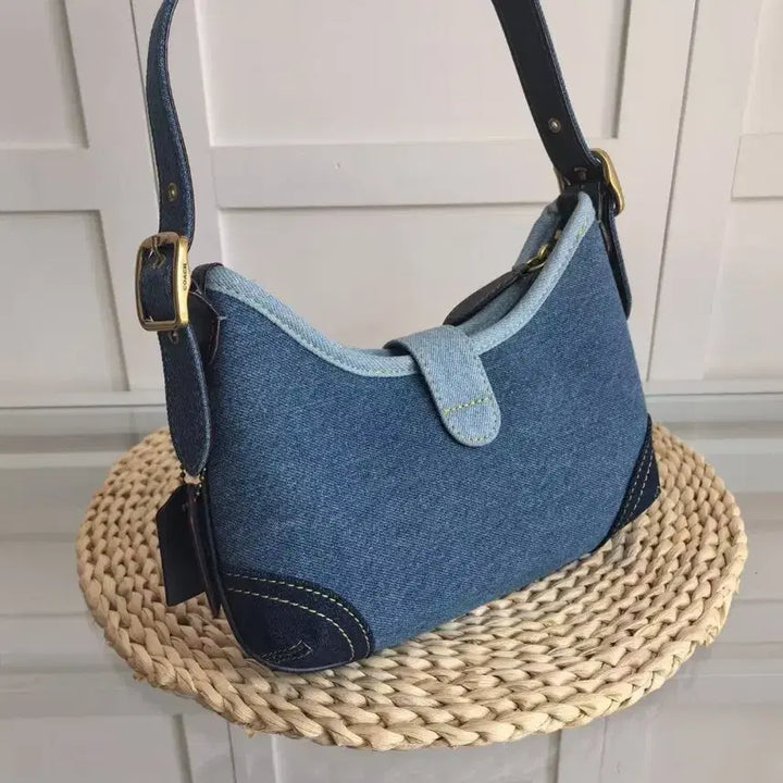 [BUNJANG] Coach Half Moon Denim Shoulder Bag / 코치 신상 여성 하프문 숄더백 여름 필수