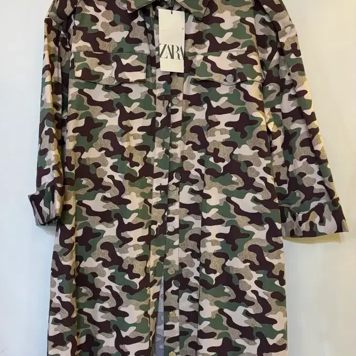 [BUNJANG] ZARA Camouflage Shirt Coat XS-S / 자라 카모 셔츠 코트 XS ~S 새상품