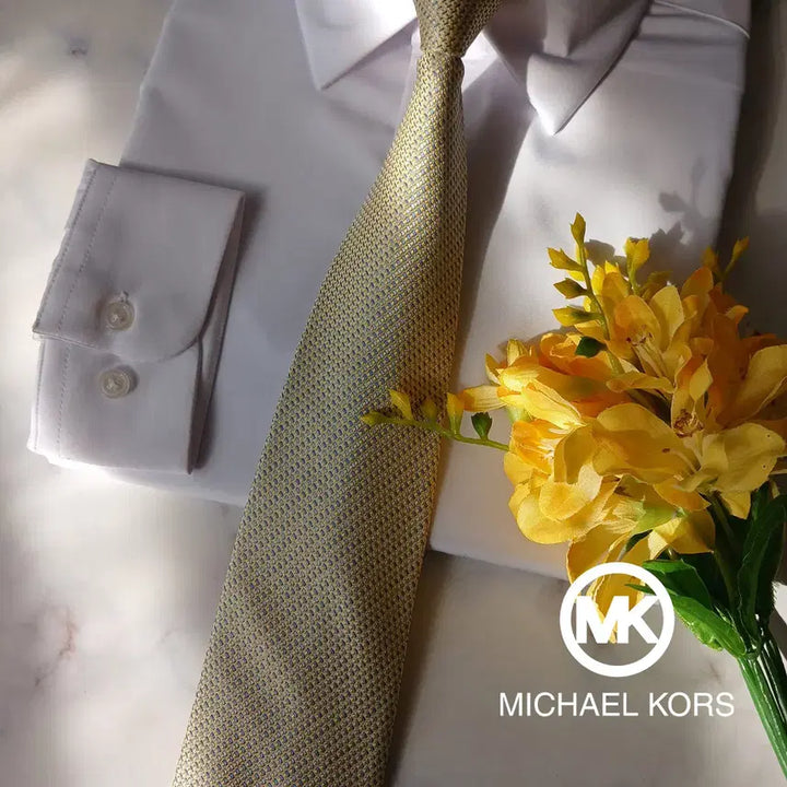[BUNJANG] Michael Kors Silk Textured Tie / 마이클 코어스 실크 옐로우 패턴 넥타이 8.8cm A+등급 A19688