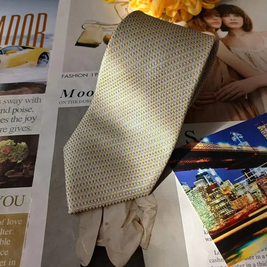 [BUNJANG] Michael Kors Silk Textured Tie / 마이클 코어스 실크 옐로우 패턴 넥타이 8.8cm A+등급 A19688