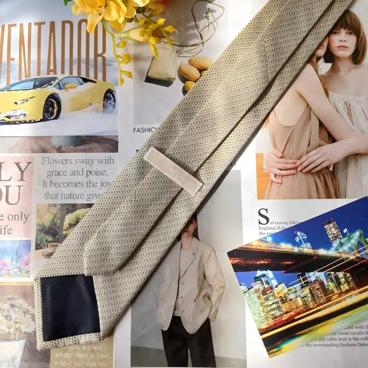 [BUNJANG] Michael Kors Silk Textured Tie / 마이클 코어스 실크 옐로우 패턴 넥타이 8.8cm A+등급 A19688