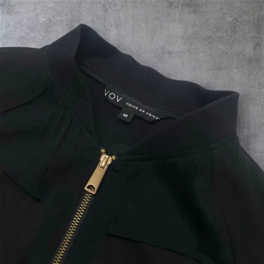 [BUNJANG] VOV Black Velvet Lettering Sheer Blouson Jacket / 보브 VOV 블랙 벨벳 레터링 시스루 블루종 자켓 66