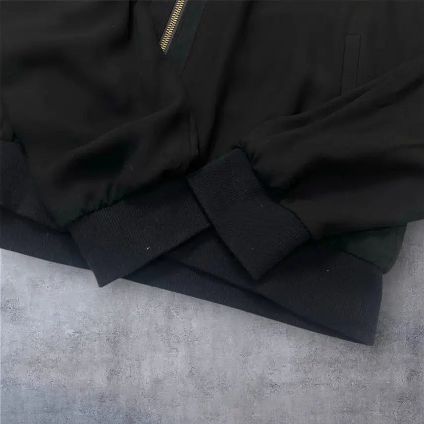 [BUNJANG] VOV Black Velvet Lettering Sheer Blouson Jacket / 보브 VOV 블랙 벨벳 레터링 시스루 블루종 자켓 66