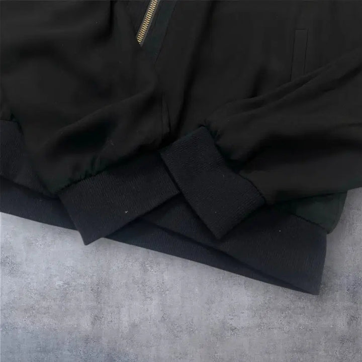 [BUNJANG] VOV Black Velvet Lettering Sheer Blouson Jacket / 보브 VOV 블랙 벨벳 레터링 시스루 블루종 자켓 66