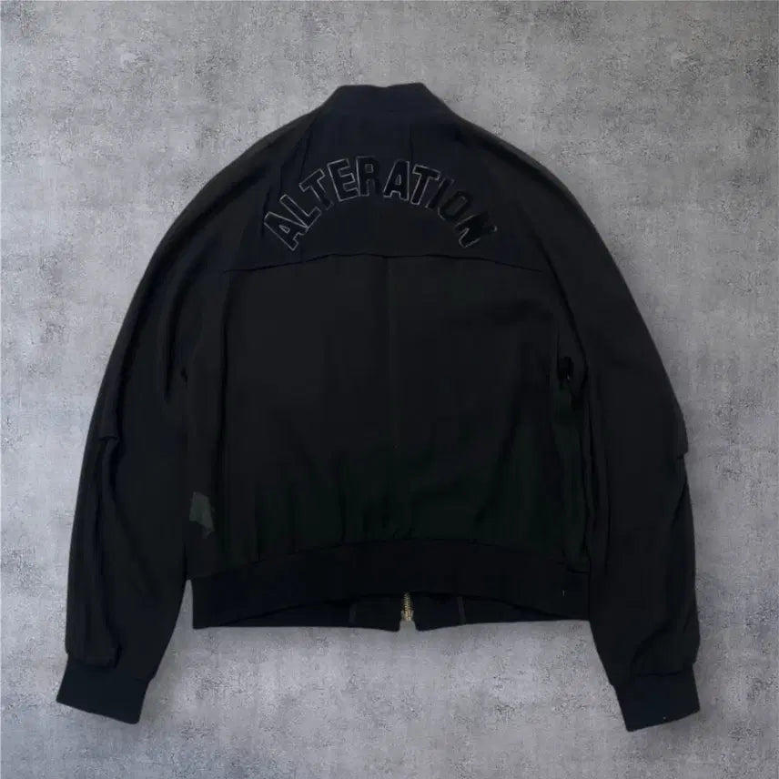 [BUNJANG] VOV Black Velvet Lettering Sheer Blouson Jacket / 보브 VOV 블랙 벨벳 레터링 시스루 블루종 자켓 66