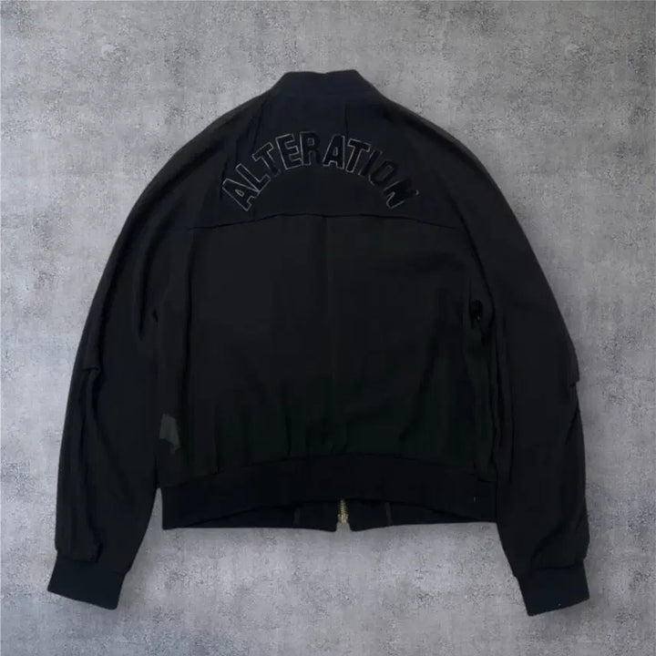 [BUNJANG] VOV Black Velvet Lettering Sheer Blouson Jacket / 보브 VOV 블랙 벨벳 레터링 시스루 블루종 자켓 66