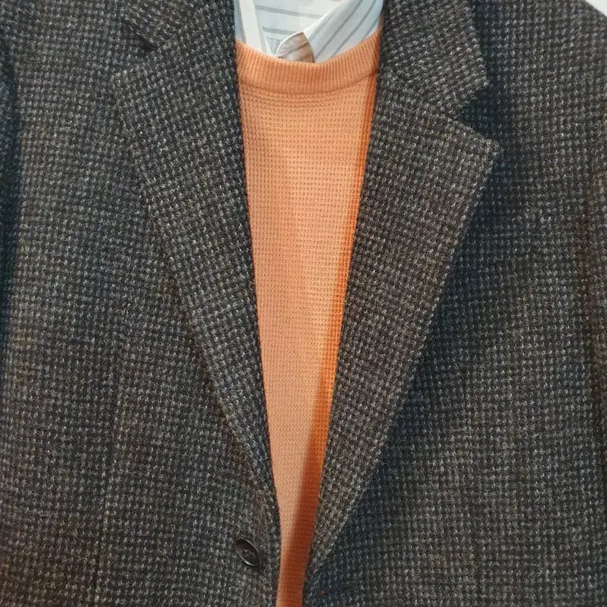[BUNJANG] Washable Orange Waffle Knit T-Shirt / 워셔블 오렌지 와플 니트 티셔츠