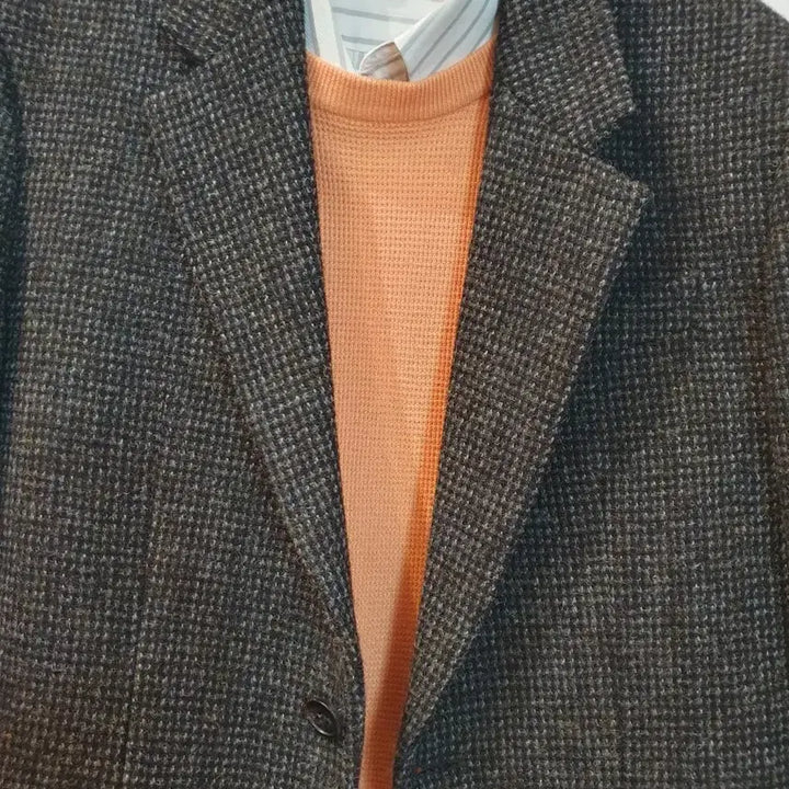 [BUNJANG] Washable Orange Waffle Knit T-Shirt / 워셔블 오렌지 와플 니트 티셔츠