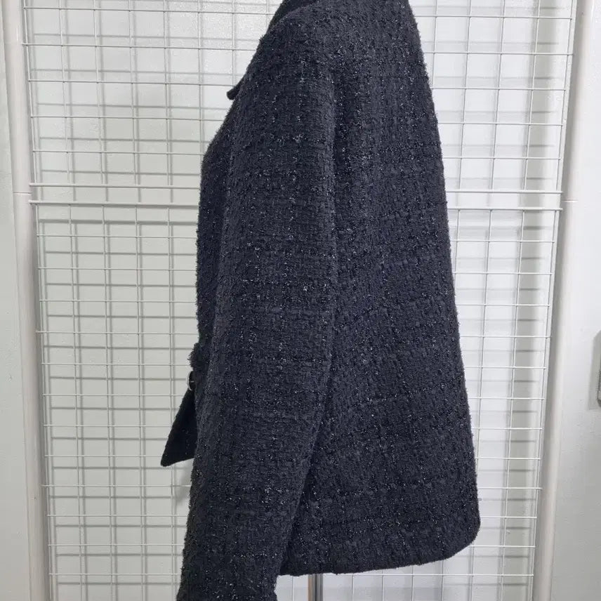 [BUNJANG] Atestoni Tweed Black Jacket with Pearl Buttons / 아테스토니 트위드 블랙 자켓 진주 버튼 장식
