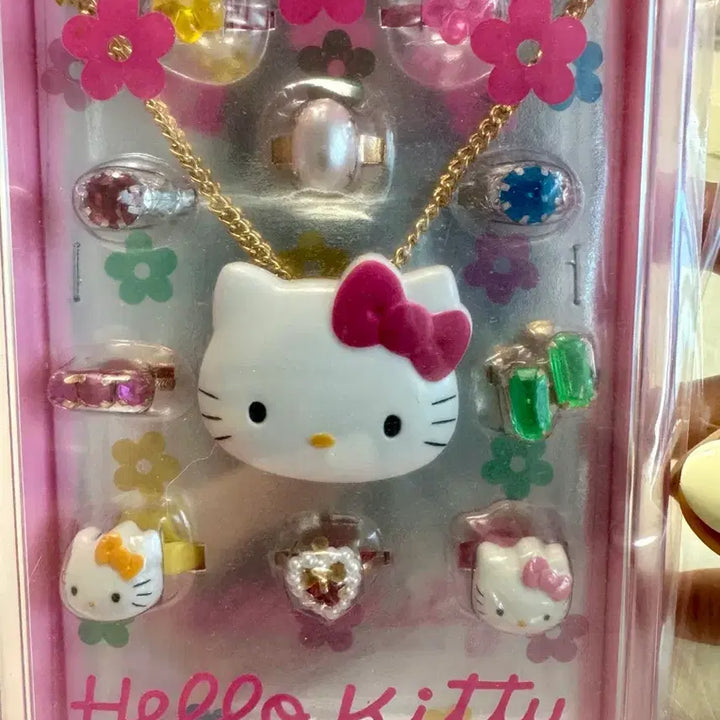 [BUNJANG] Sanrio Hello Kitty Necklace and Ring Set / 고전산리오 헬로키티 목걸이 반지 세트