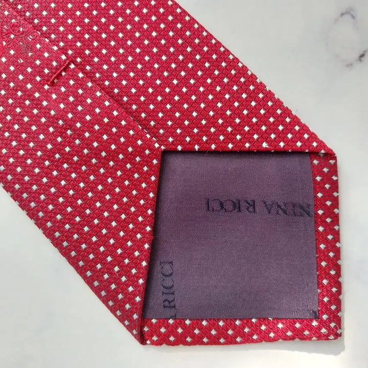 [BUNJANG] Nina Ricci Silk Red Jacquard Tie / 니나리치 실크 레드 자카드 패턴 넥타이 9.1cm A+등급 K2228