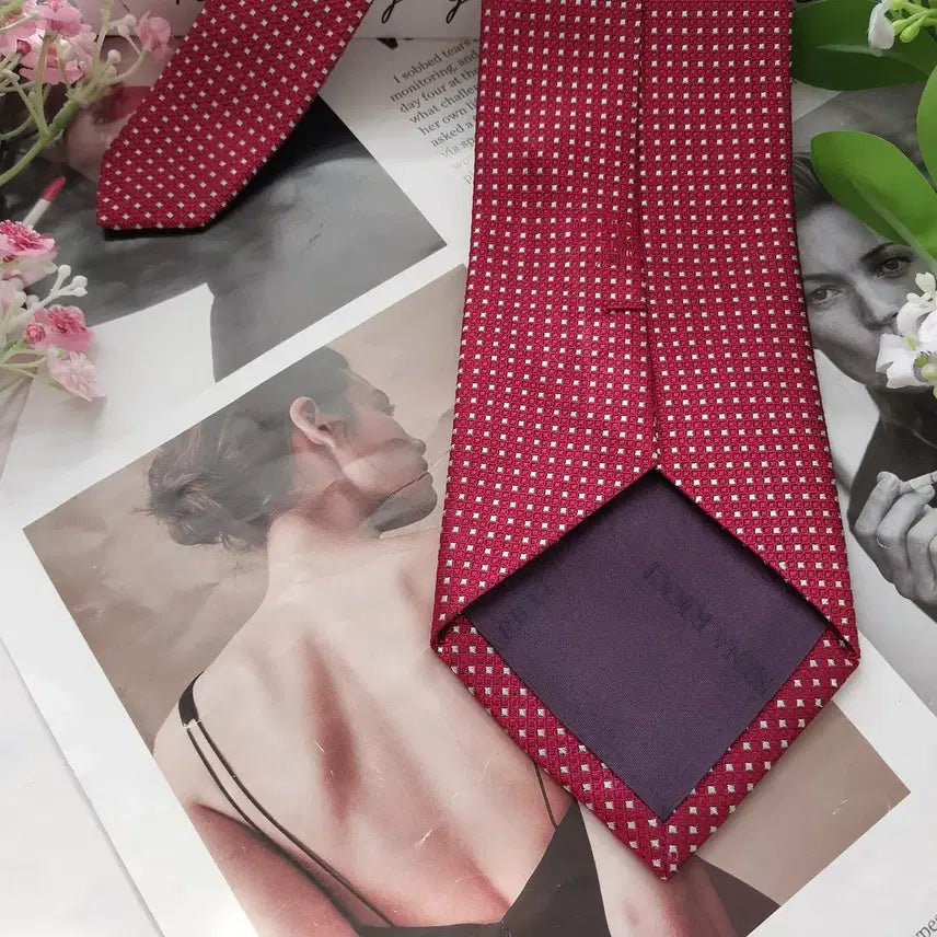 [BUNJANG] Nina Ricci Silk Red Jacquard Tie / 니나리치 실크 레드 자카드 패턴 넥타이 9.1cm A+등급 K2228
