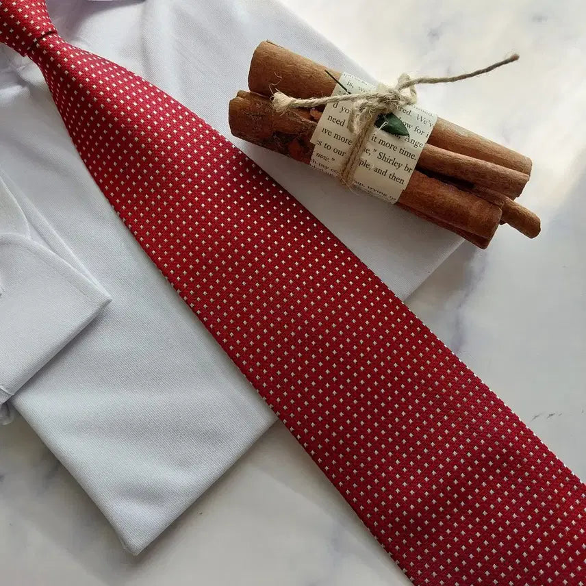 [BUNJANG] Nina Ricci Silk Red Jacquard Tie / 니나리치 실크 레드 자카드 패턴 넥타이 9.1cm A+등급 K2228