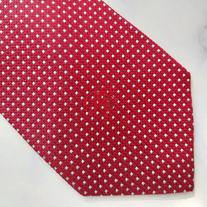 [BUNJANG] Nina Ricci Silk Red Jacquard Tie / 니나리치 실크 레드 자카드 패턴 넥타이 9.1cm A+등급 K2228