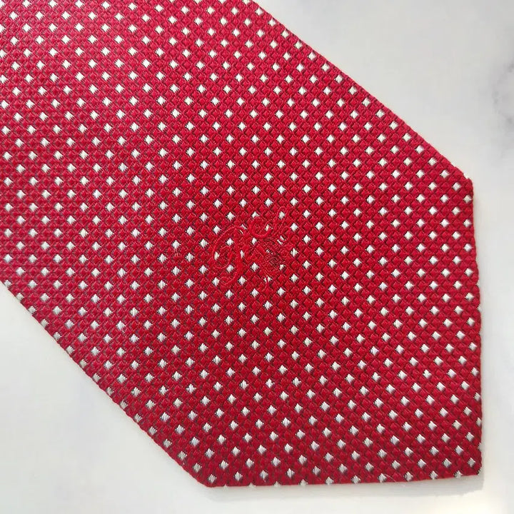 [BUNJANG] Nina Ricci Silk Red Jacquard Tie / 니나리치 실크 레드 자카드 패턴 넥타이 9.1cm A+등급 K2228