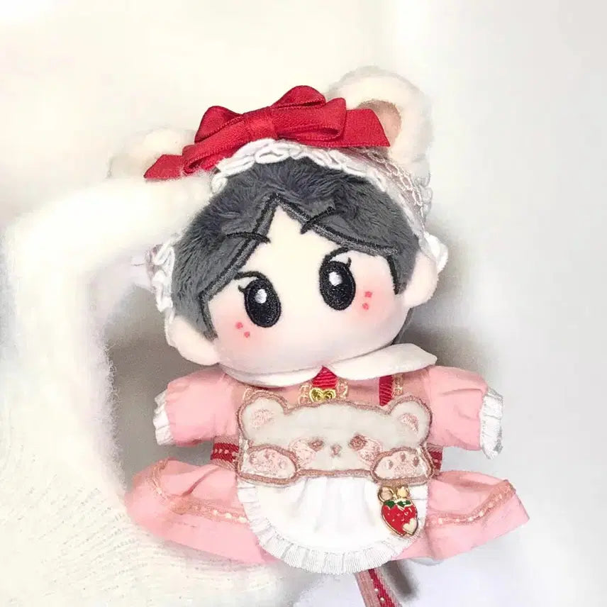 [BUNJANG] Pink Bear Dress for 10cm Doll / 10cm 인형옷 분홍곰돌이원피스