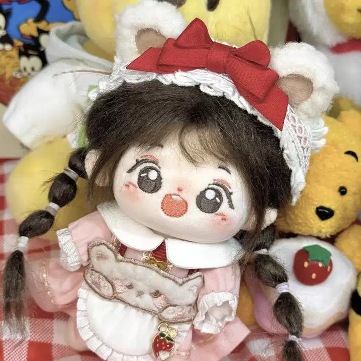 [BUNJANG] Pink Bear Dress for 10cm Doll / 10cm 인형옷 분홍곰돌이원피스