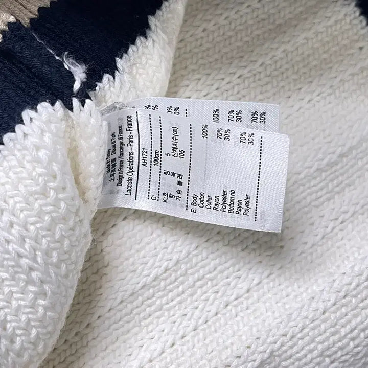 [BUNJANG] Lacoste V-Neck Knit Sweater - Ivory / 라코스테 테니스 크리켓 V넥 니트스웨터 아이보리