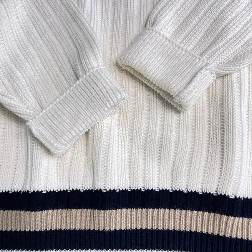 [BUNJANG] Lacoste V-Neck Knit Sweater - Ivory / 라코스테 테니스 크리켓 V넥 니트스웨터 아이보리
