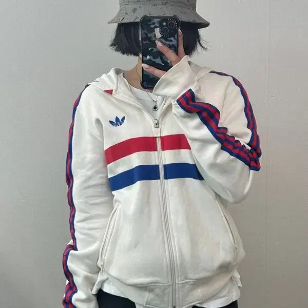[SOLD OUT] 95 아디다스 파이어버드 신영국 코튼 후드집업 화이트